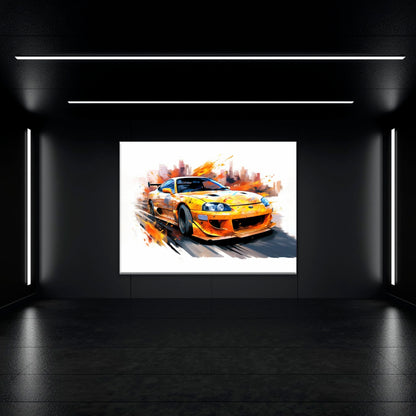 Toyota Supra Mk4 Wall Art – Pop Art Canvas Print -Sports Car Decor Cars