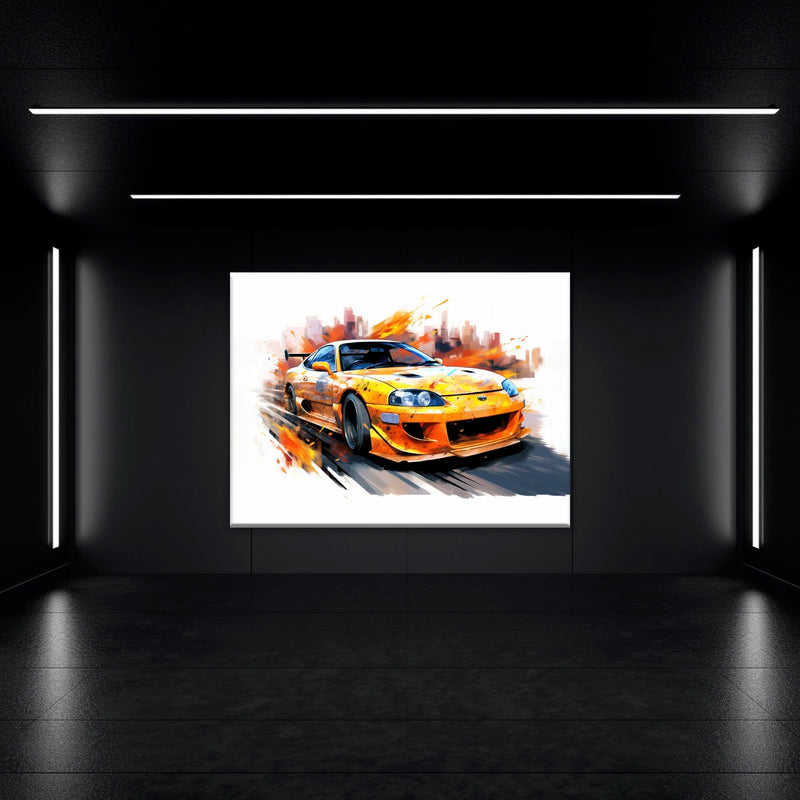 Toyota Supra Mk4 Wall Art – Pop Art Canvas Print -Sports Car Decor Cars
