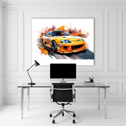 Toyota Supra Mk4 Wall Art – Pop Art Canvas Print -Sports Car Decor Cars