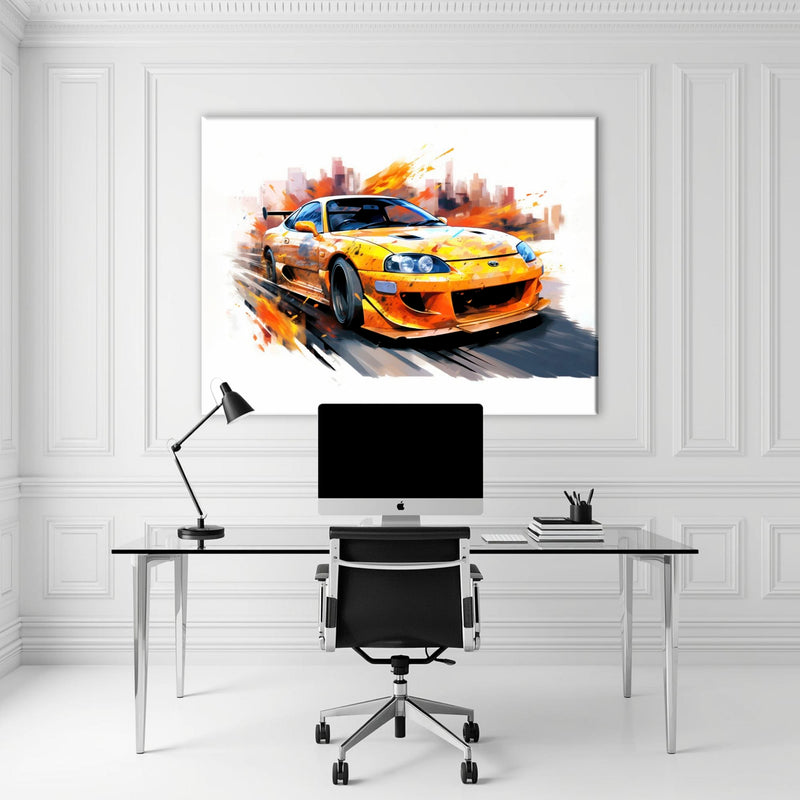 Toyota Supra Mk4 Wall Art – Pop Art Canvas Print -Sports Car Decor Cars