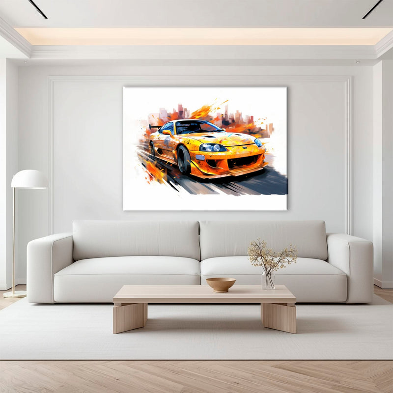 Toyota Supra Mk4 Wall Art – Pop Art Canvas Print -Sports Car Decor Cars