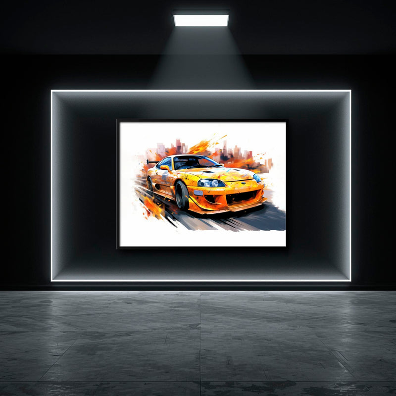Toyota Supra Mk4 Wall Art – Pop Art Canvas Print -Sports Car Decor Cars
