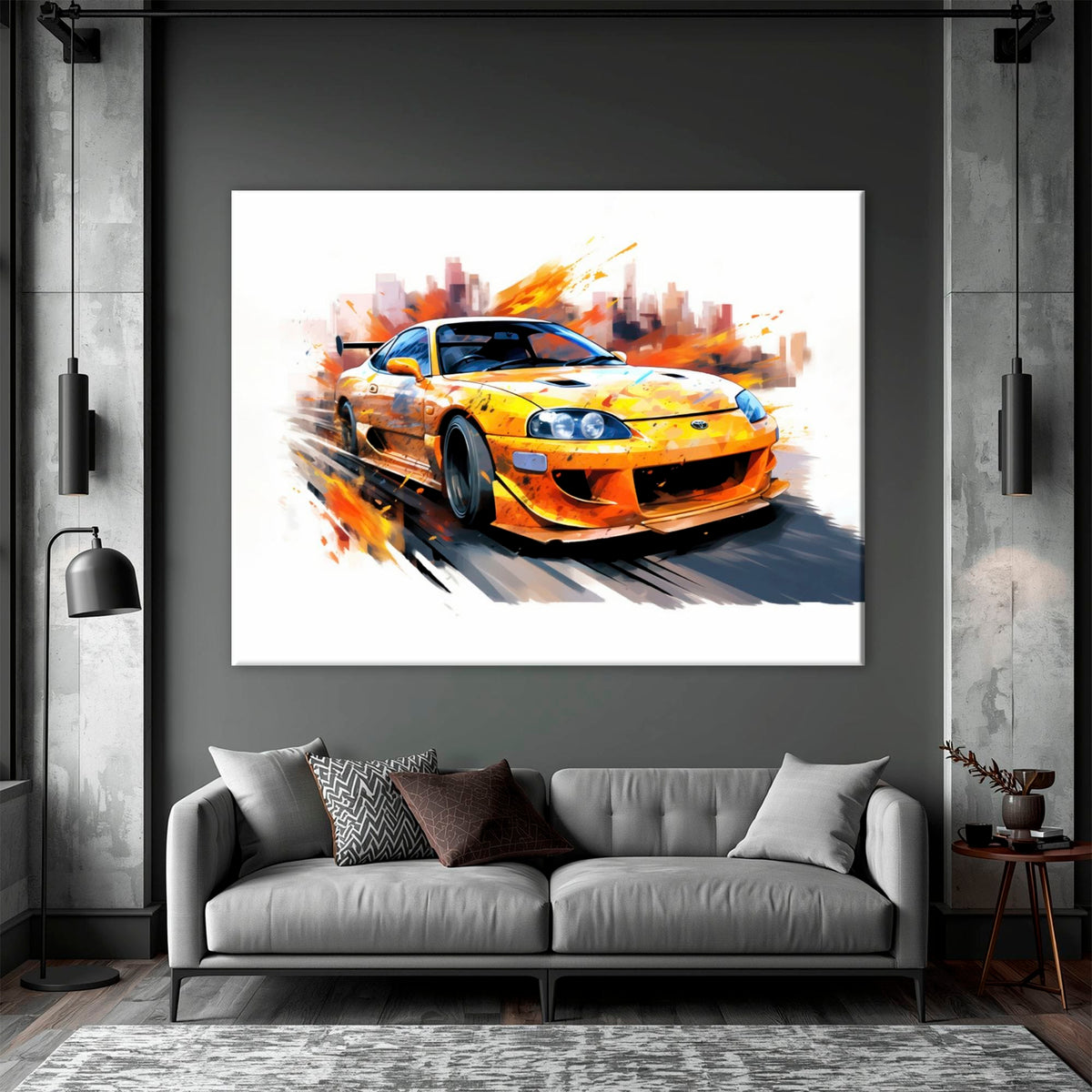 Toyota Supra Mk4 Wall Art – Pop Art Canvas Print -Sports Car Decor Cars