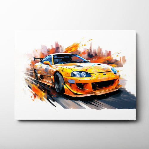 Toyota Supra Mk4 Wall Art – Pop Art Canvas Print -Sports Car Decor Cars