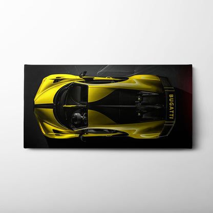 Bugatti Golden Velocity Wall Art – Yellow Hypercar Canvas Print Cars