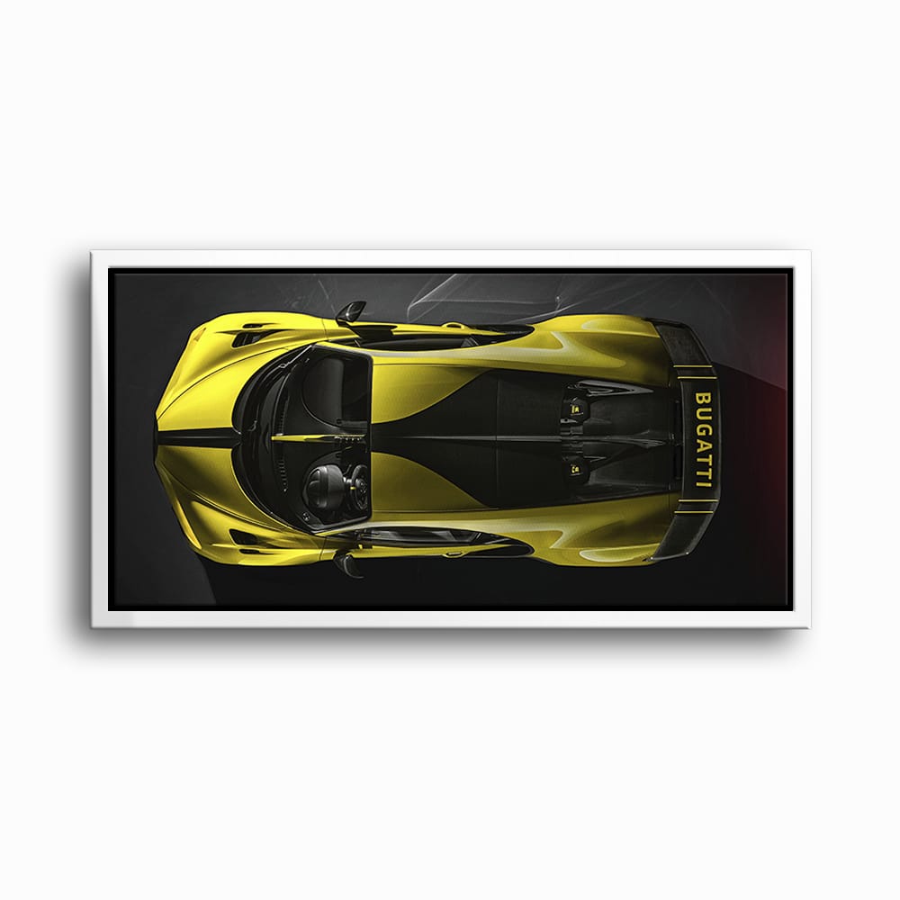Bugatti Golden Velocity Wall Art – Yellow Hypercar Canvas Print Cars