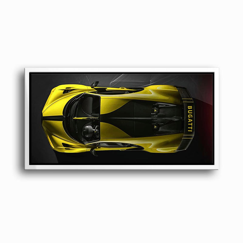 Bugatti Golden Velocity Wall Art – Yellow Hypercar Canvas Print Cars