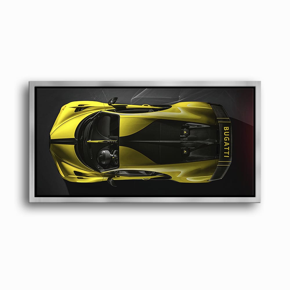 Bugatti Golden Velocity Wall Art – Yellow Hypercar Canvas Print Cars