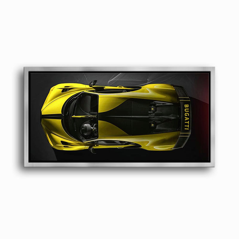 Bugatti Golden Velocity Wall Art – Yellow Hypercar Canvas Print Cars