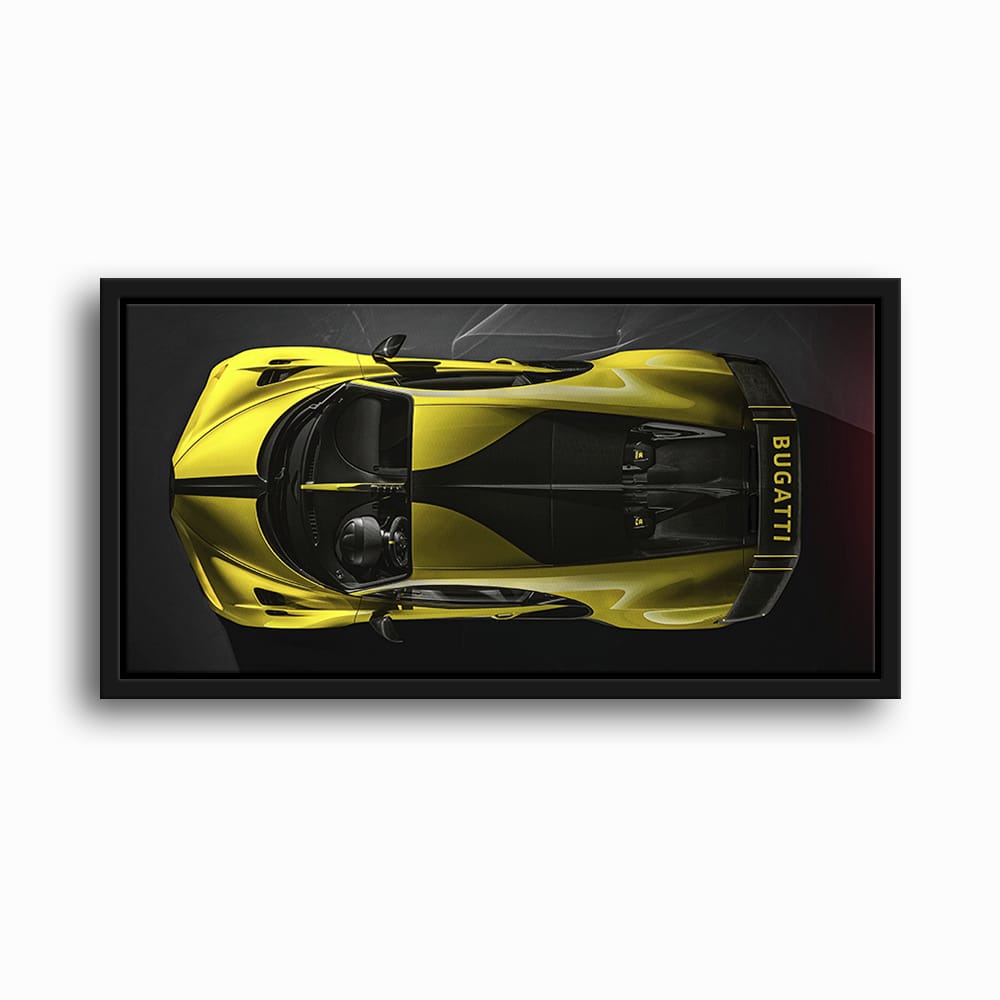 Bugatti Golden Velocity Wall Art – Yellow Hypercar Canvas Print Cars