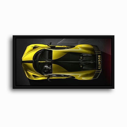 Bugatti Golden Velocity Wall Art – Yellow Hypercar Canvas Print Cars