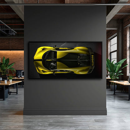 Bugatti Golden Velocity Wall Art – Yellow Hypercar Canvas Print Cars